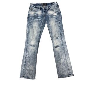 Salvage Mayhem Straight Distressed Jeans Mens Light Wash Acid Wash SLVG 23-460